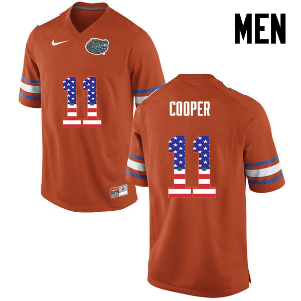 Men Florida Gators #11 Riley Cooper College Football USA Flag Fashion Jerseys-Orange - Click Image to Close